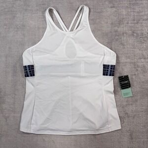 Inphorm Tennis Tank Top Womens Medium White Academy Plaid Strappy Activewear NEW